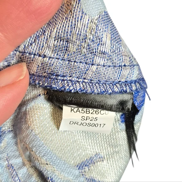 Donna Karan Floral Brocade One Shoulder Bow Gown Dazzling Blue Multi 8 - Picture 8 of 10